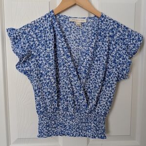 Monteau Blue and White Floral Top